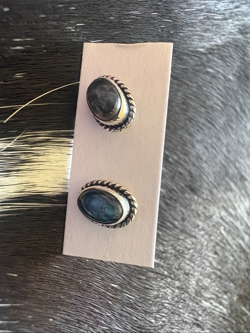 Sterling Silver Blue Labradorite Oval Stud Earrings
